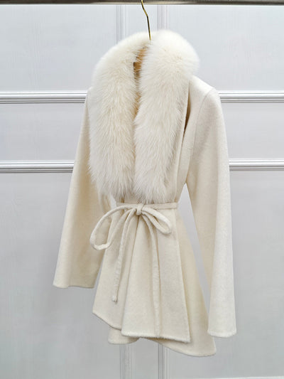 Abrigo Reversible de Cashmere y Piel de Zorro Midi para Invierno - Image 15