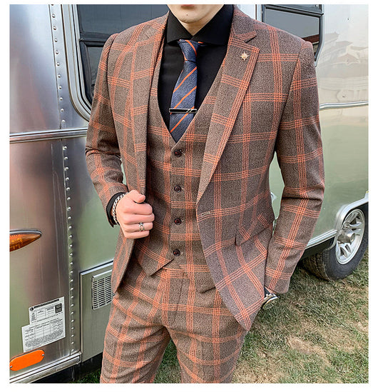 Traje Slim Fit 3 Piezas Fusión Coreana y Británica para Hombre - Image 23