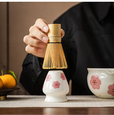 Juego de Tazón Matcha de Cerámica con Patrón Floral Artesanal - Image 35