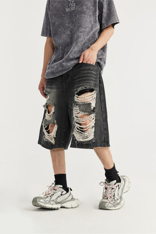 Shorts de Mezclilla Rotos Estilo Hip Hop Urbano - Image 18