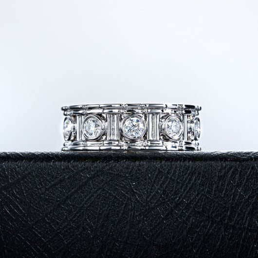 Anillo Lujo Ligero Plata 925 con Incrustación Columna Romana y Moissanita para Mujer - Image 13