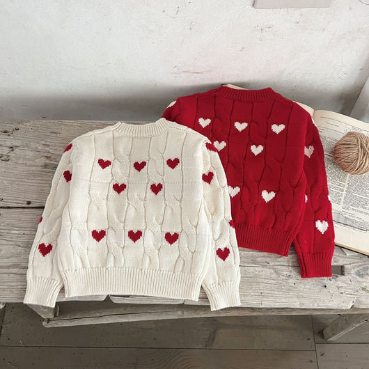 Suéter Infantil de Algodón Niño y Niña Cuello Redondo Rojo - Image 21