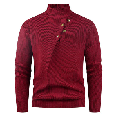Suéter Casual para Hombre con Cuello Mao y Botones Sesgados - Image 43