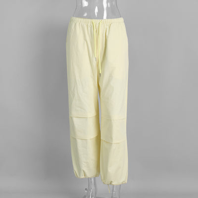 Pantalones Casuales Sueltos con Cordón Ajustable - Poliéster Liso para Mujer - Image 15
