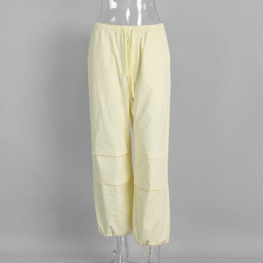 Pantalones Casuales Sueltos con Cordón Ajustable - Poliéster Liso para Mujer - Image 15