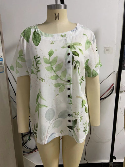 Camiseta Suelta de Manga Corta con Estampado Retro para Mujer - Image 26