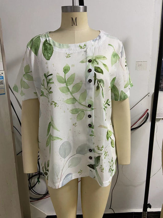 Camiseta Suelta de Manga Corta con Estampado Retro para Mujer - Image 26