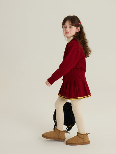 Conjunto Infantil Cardigan Tejido con Falda Plisada - Image 24