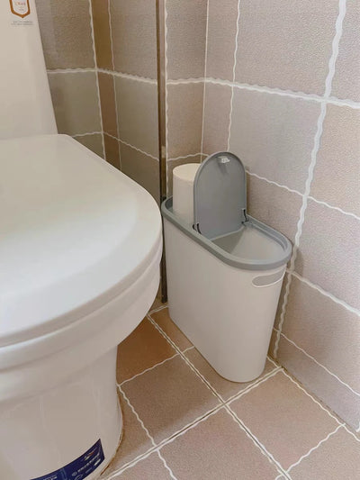 Basurero Compacto con Tapa para Baño - Contenedor de Almacenamiento Estrecho - Image 15