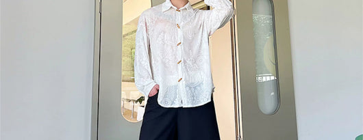 Camisa Hombre Terciopelo Jacquard con Botones de Asta de Vaca - Image 23