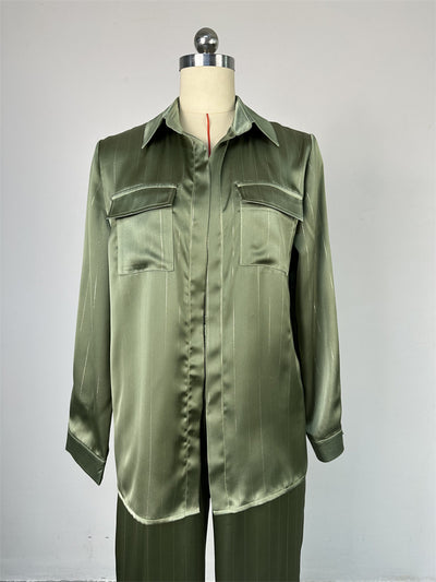 Conjunto Casual de Camisa Rayada y Pantalón Palazzo - Image 14