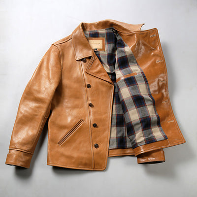 Chaqueta de Cuero para Hombre Solapa Clásica Gamuza Encerada - Image 37