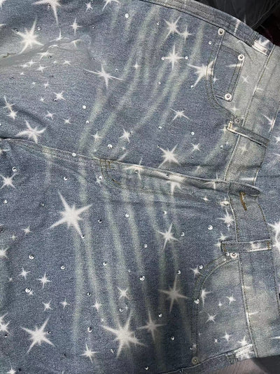 Jeans Sueltos Estampados XINGX con Efecto Apilado para Mujer - Image 25
