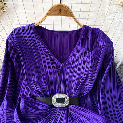 Blusa Suelta con Cuello V, Mangas Largas y Volantes en Bajo - Image 47