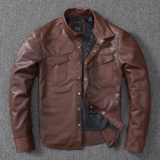 Camisa de Cuero Genuino Oveja para Hombre - Image 28