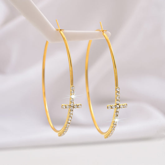 Pulsera con Cruz de Cristales y Anillo Grande Brillante - Image 15
