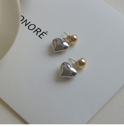 Aretes de Plata Esterlina Contraste 3D Amor Aguja Sensible - Image 8