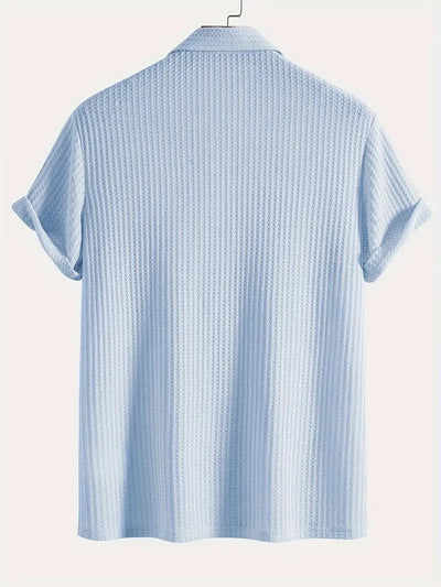 Camisa Casual de Punto Rombo con Solapa - Corte Holgado Manga Corta Hombre - Image 27