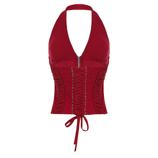 Top Halter Encaje Sexy Corto Anudado - Image 43