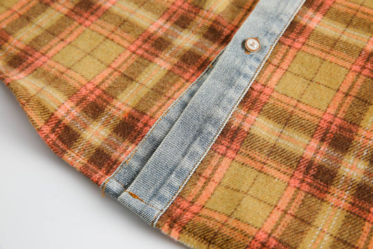 Camisa de Cuadros Holgada con Costuras Artesanales Estilo Retro Americano - Image 27