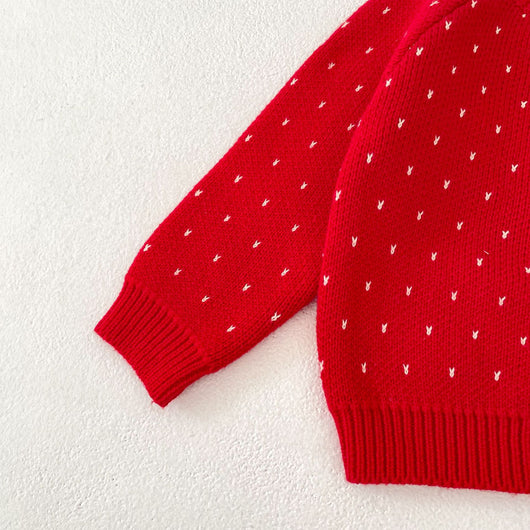 Cardigan Tejido Jacquard Rojo para Niña - Abrigo Elegante Otoño - Image 28