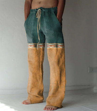 Pantalones Casuales Sueltos de Lino Estampado para Hombre - Image 39