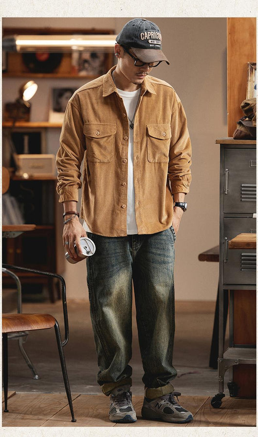 Chaqueta de Trabajo Pesada Estilo Retro Americano para Hombre - Image 29