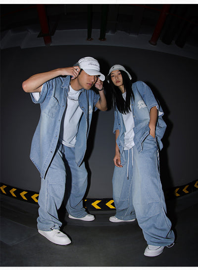 Conjunto Hip Hop Urbano: Camisa y Pantalón Denim Estilo Callejero - Image 27