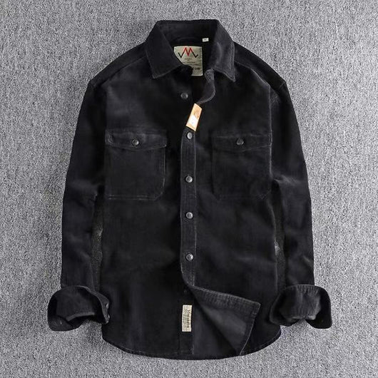 Camisa de Pana Vintage Lavada Manga Larga para Hombre - Image 23
