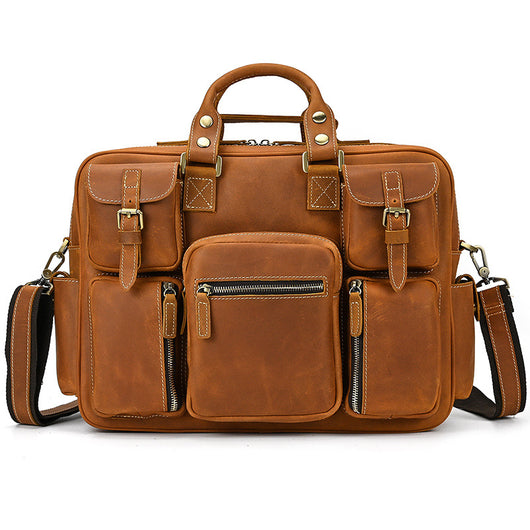 Bolsa Mensajera de Cuero Genuino Estilo Retro con Gran Capacidad para Hombre - Image 38