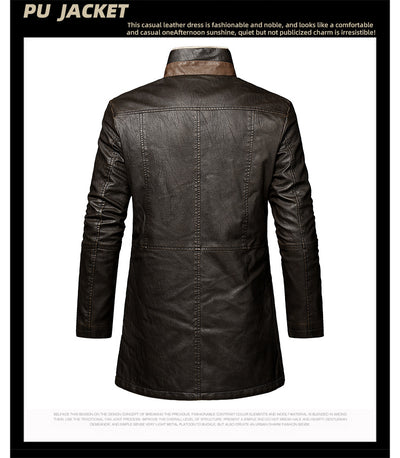 Abrigo de Cuero PU Talla Grande para Hombre - Corte Extendido - Image 10