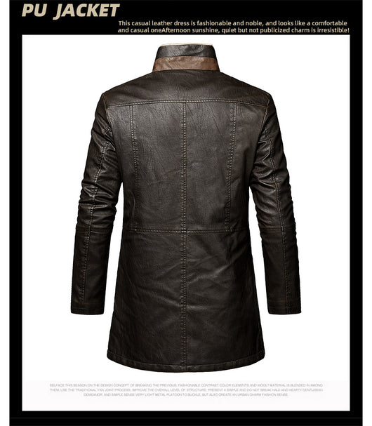 Abrigo de Cuero PU Talla Grande para Hombre - Corte Extendido - Image 10