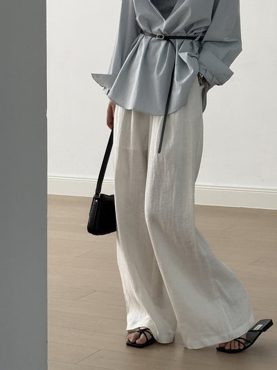 Pantalón Drapeado Slim Cintura Alta con Pierna Ancha - Image 30