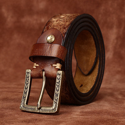 Cinturón de Cuero para Hombre con Hebilla Diamantada Tallada - Image 36