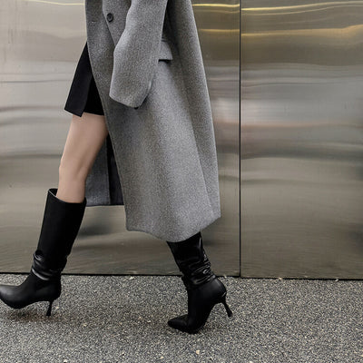 Botas Negras de Cuero Genuino Estilo Europeo y Americano para Mujer - Image 18