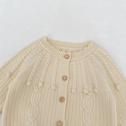 Conjunto de Dos Piezas: Enterizo Tejido con Bolas de Burbujas y Abrigo para Bebé Niña - Image 33