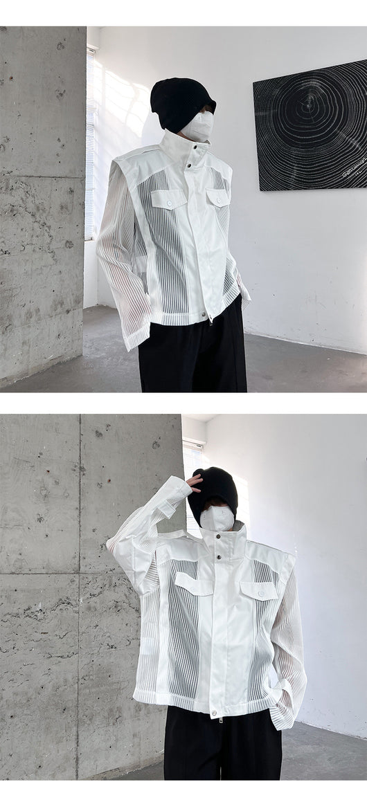Blusa Suelta de Gasa con Cuello Alto Protección Solar - Image 26