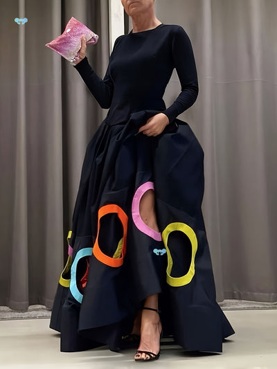 Vestido Largo Elegante para Mujer con Mangas Largas y Escote Redondo - Image 16