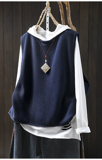Chaleco Tejido de Algodón con Cuello Redondo Estilo Retro - Image 22