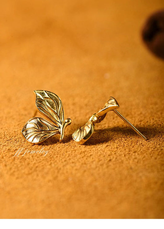 Aretes Mariposa en Oro 18K con Hoja Amarilla - Diseño Personalizado Étnico - Image 7