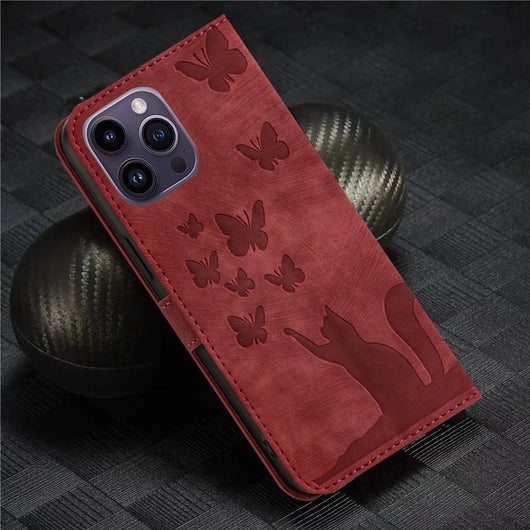 Funda de Cuero para Celular con Mariposa en Relieve - Image 29