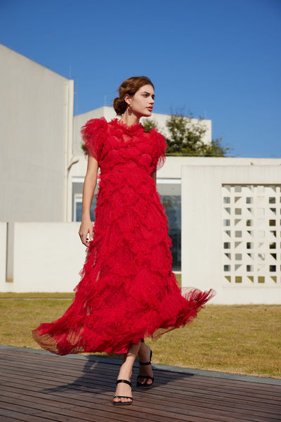 Vestido Elegante sin Mangas con Cuello Tortuga y Falda Tableada Bordada - Image 33