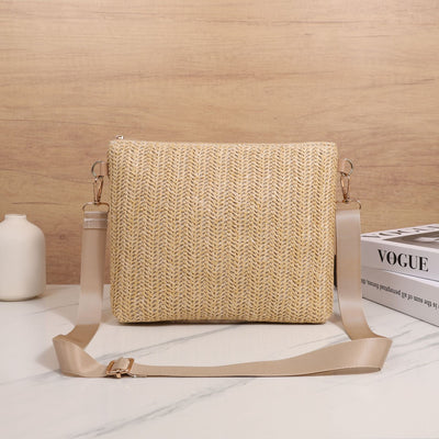 Bolsa de Hombro Tejida en Paja - Diseño Liso y Versátil - Image 33