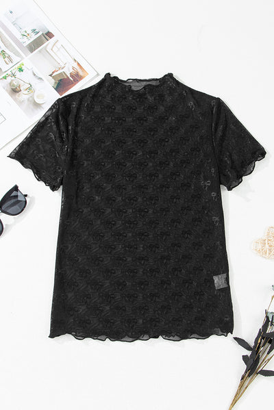 Blusa Elegante de Gasa con Cuello Redondo y Manga Corta - Image 18