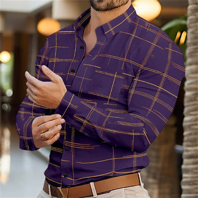 Camisa Casual de Rayas Sólidas para Hombre - Primavera y Otoño - Image 46