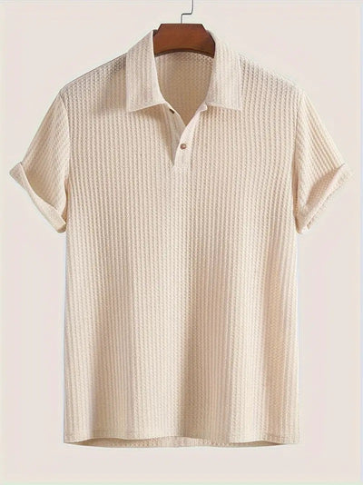 Camisa Casual de Punto Rombo con Solapa - Corte Holgado Manga Corta Hombre - Image 67