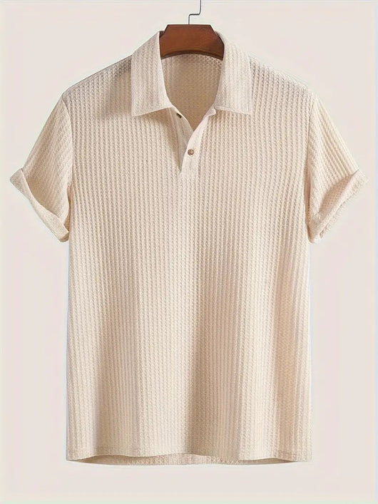 Camisa Casual de Punto Rombo con Solapa - Corte Holgado Manga Corta Hombre - Image 67