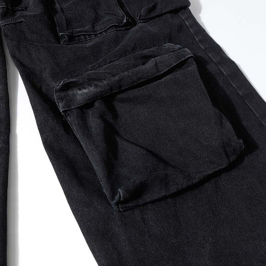 Pantalón Cargo Denim Lavado Industrial con Múltiples Bolsillos - Image 11