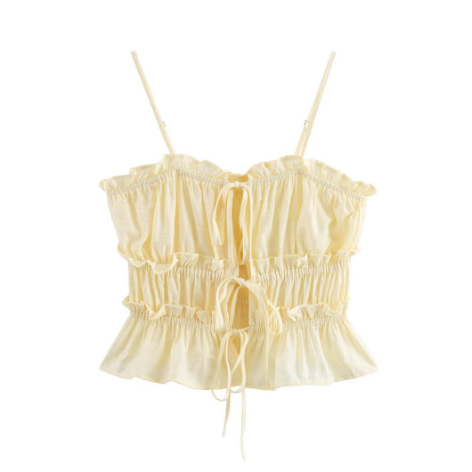 Blusa Ajustada Estilo Europeo Amarilla sin Mangas - Image 8