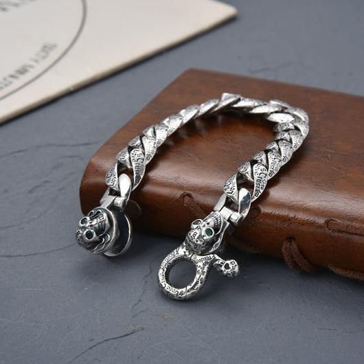 Pulsera de Calavera Retro en Plata Esterlina S925 para Hombre - Image 17